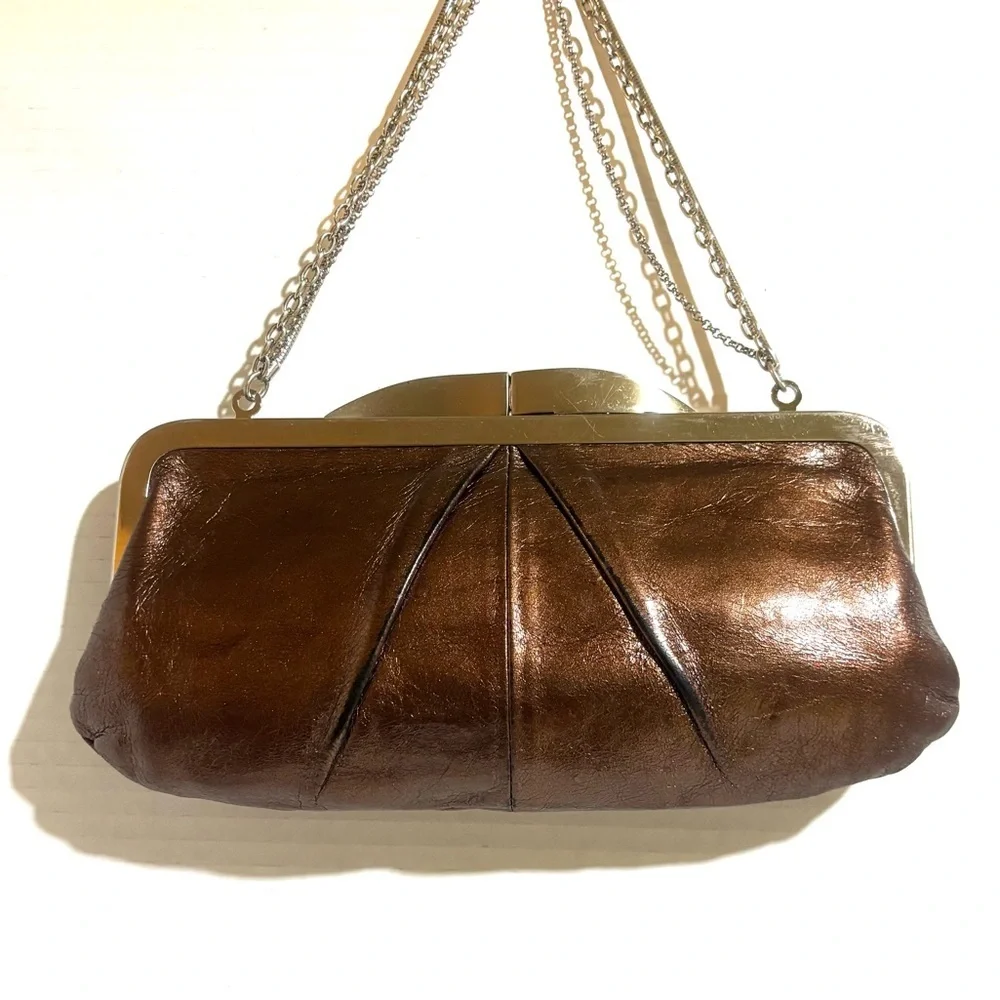 HOBO Metallic Brown Leather shoulder clutch Clutch